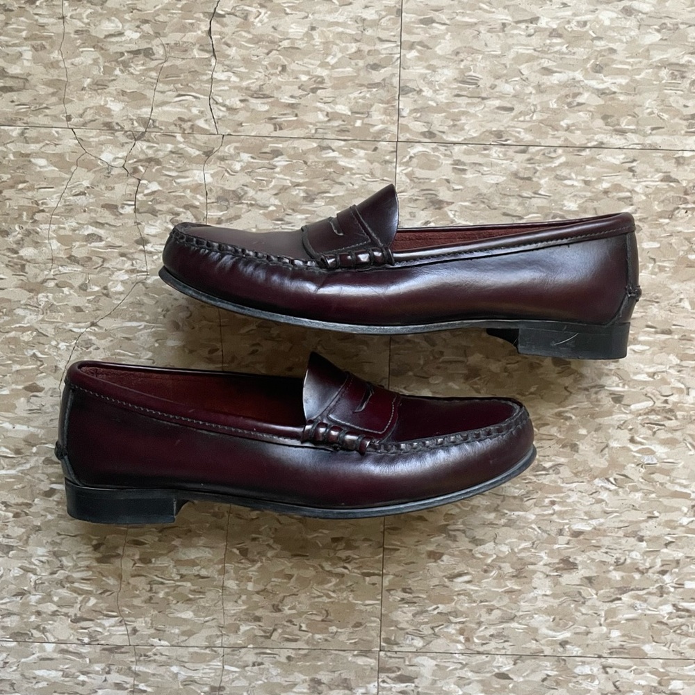 SOLD • Vintage Burgundy Leather Penny Loafers by Dexter, Size 7